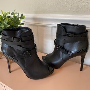 Gianni Bini Leather Peep-toe Stiletto Bootie